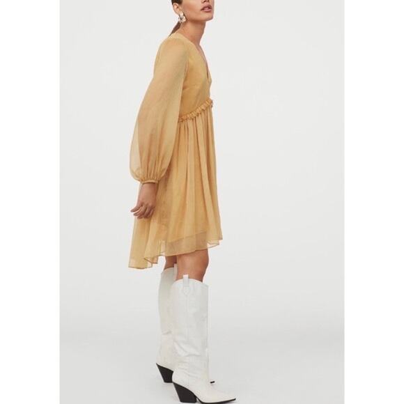 H&M Chiffon Ruffle Mini Dress Hi-Low Hem Medium - Picture 4 of 10